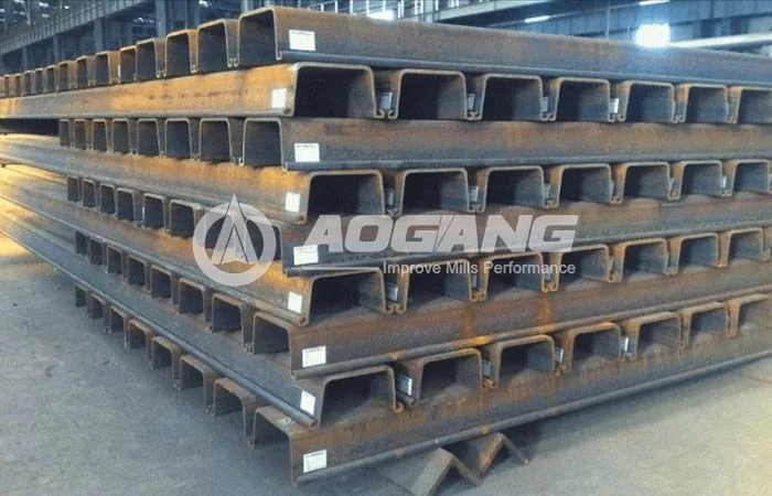 Steel piling line producing U-shaped and Z-shaped profiles